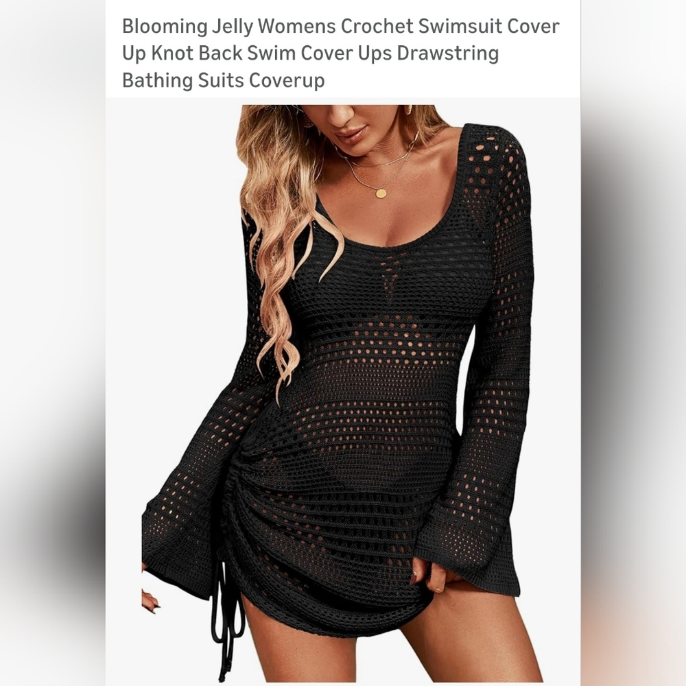 Black Crochet Swim Cover-Up. W-76
